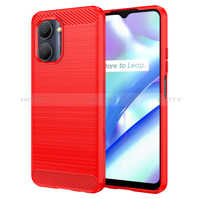 Realme C33用シリコンケース ソフトタッチラバー ライン カバー Realme レッド