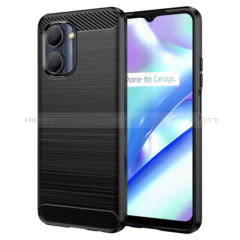 Realme C33用シリコンケース ソフトタッチラバー ライン カバー Realme ブラック