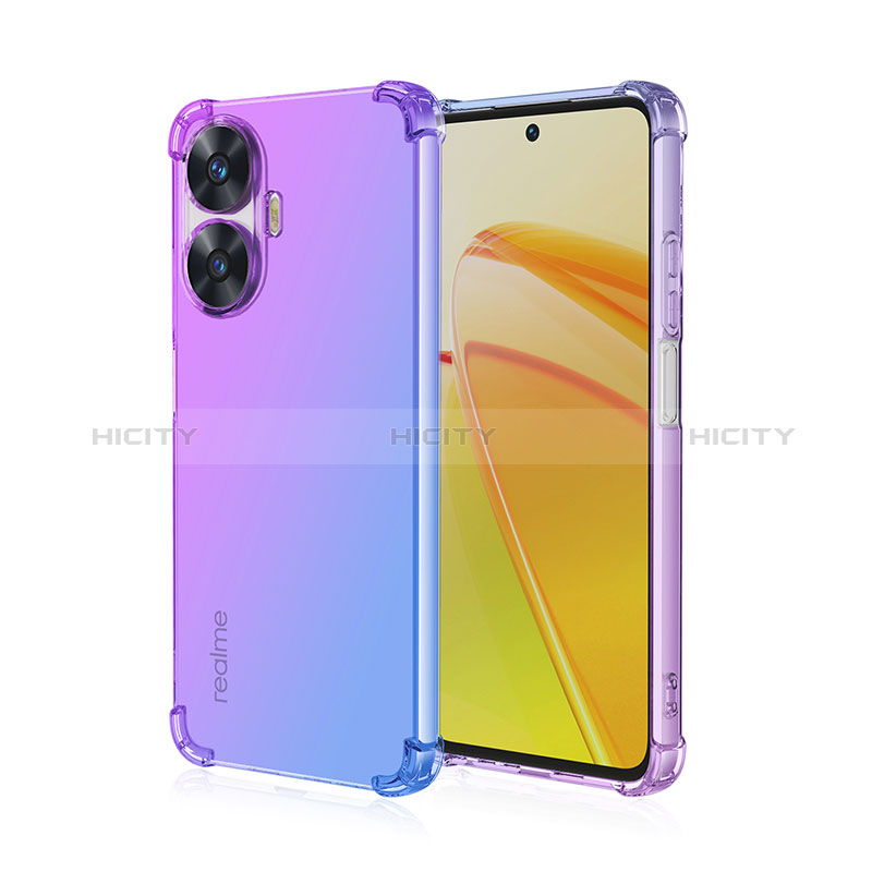 Realme C55用極薄ソフトケース グラデーション 勾配色 クリア透明 Realme ラベンダー