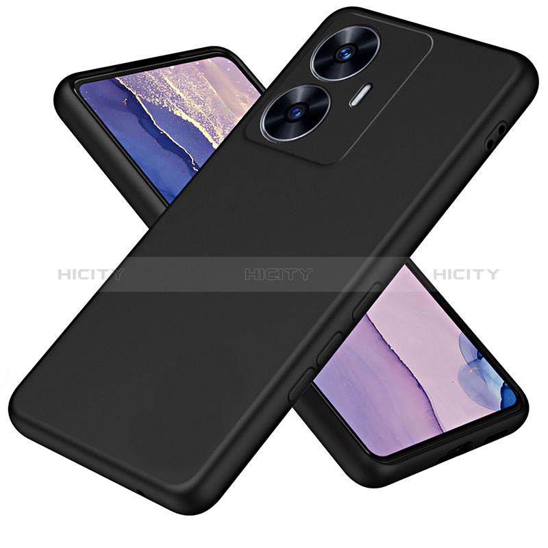 Realme C55用360度 フルカバー極薄ソフトケース シリコンケース 耐衝撃 全面保護 バンパー H01P Realme ブラック