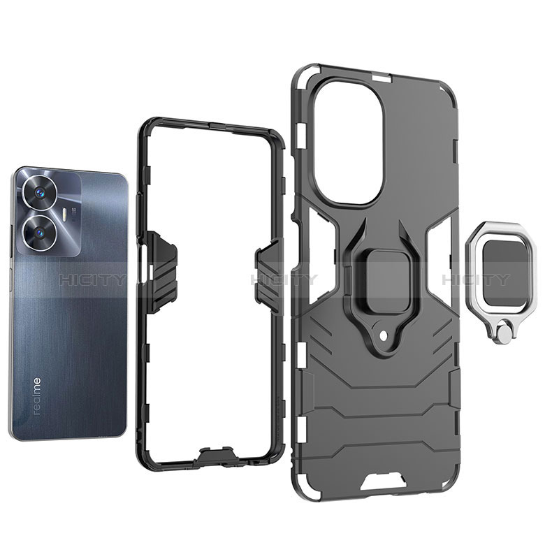 Realme C55用ハイブリットバンパーケース プラスチック アンド指輪 マグネット式 KC1 Realme 