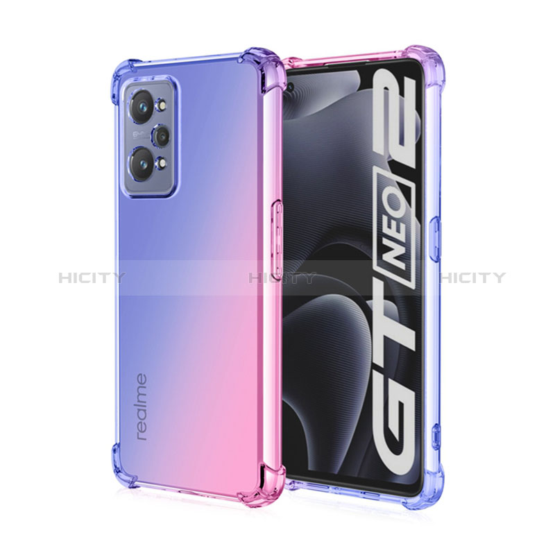 Realme GT Neo2 5G用極薄ソフトケース グラデーション 勾配色 クリア透明 Realme ネイビー