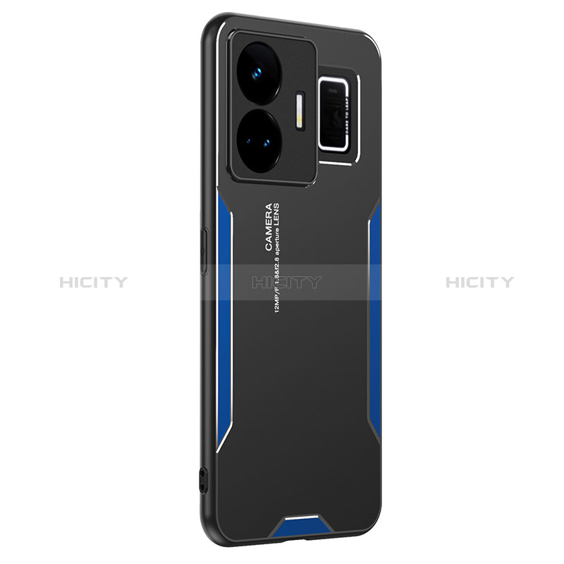 Realme GT Neo5 240W 5G用ケース 高級感 手触り良い アルミメタル 製の金属製 兼シリコン カバー PB2 Realme ネイビー