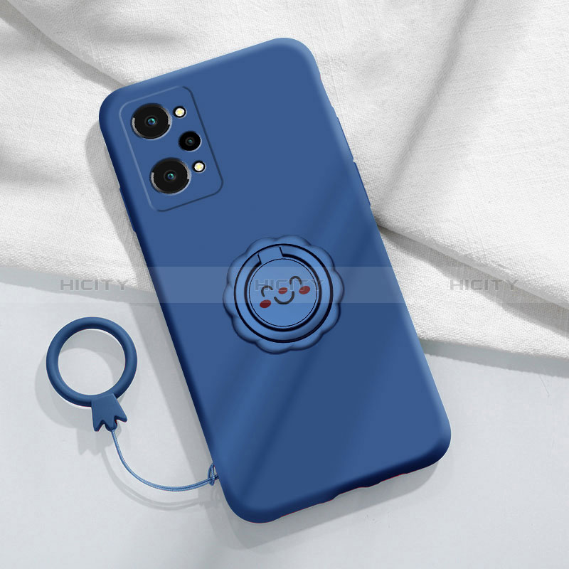 Realme GT2 5G用極薄ソフトケース シリコンケース 耐衝撃 全面保護 アンド指輪 マグネット式 バンパー S02 Realme ネイビー