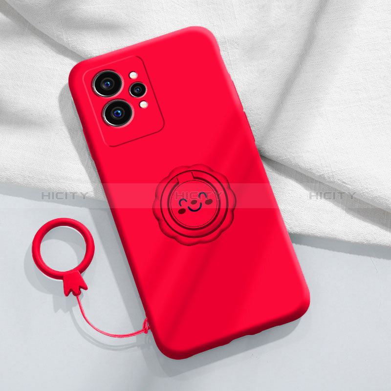 Realme GT2 5G用極薄ソフトケース シリコンケース 耐衝撃 全面保護 アンド指輪 マグネット式 バンパー S01 Realme レッド