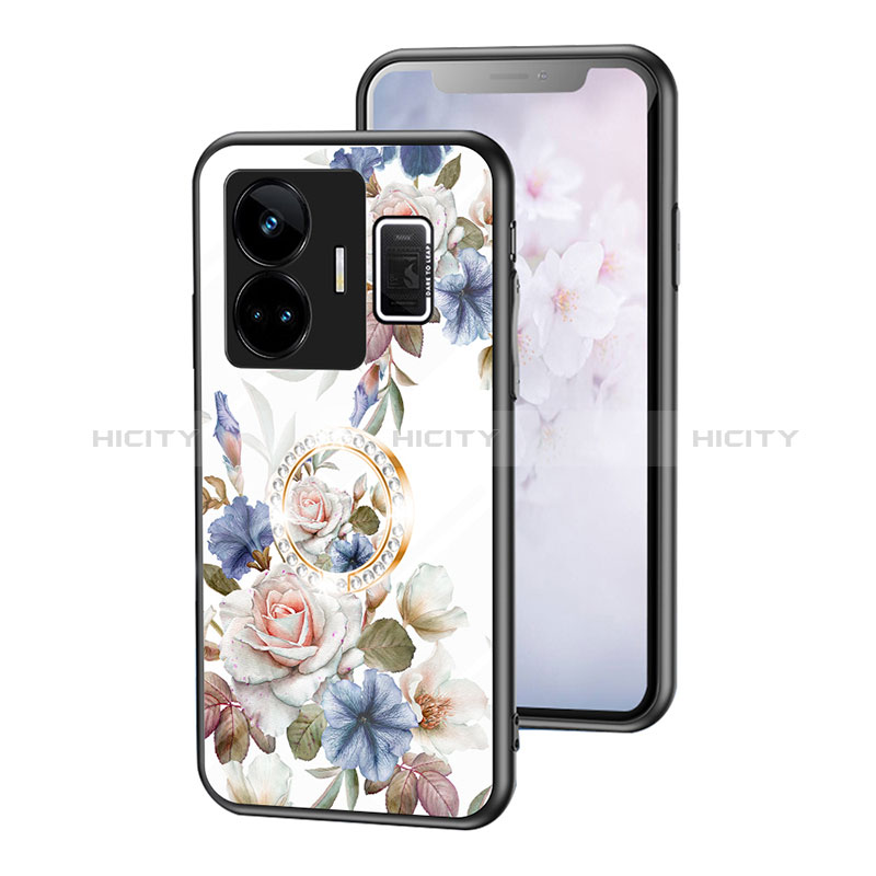 Realme GT3 5G用ハイブリットバンパーケース プラスチック 鏡面 花 カバー S01 Realme 