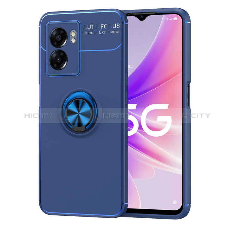 Realme Narzo 50 5G用極薄ソフトケース シリコンケース 耐衝撃 全面保護 アンド指輪 マグネット式 バンパー JM1 Realme ネイビー