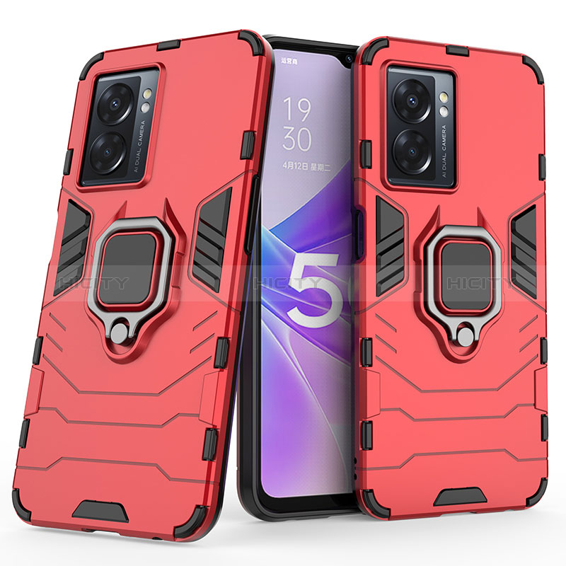 Realme Narzo 50 5G用ハイブリットバンパーケース プラスチック アンド指輪 マグネット式 S02 Realme レッド