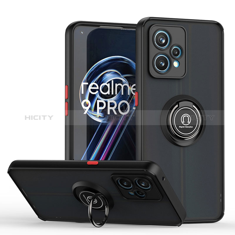 Realme Narzo 50 Pro 5G用ハイブリットバンパーケース プラスチック アンド指輪 マグネット式 QW2 Realme レッド・ブラック