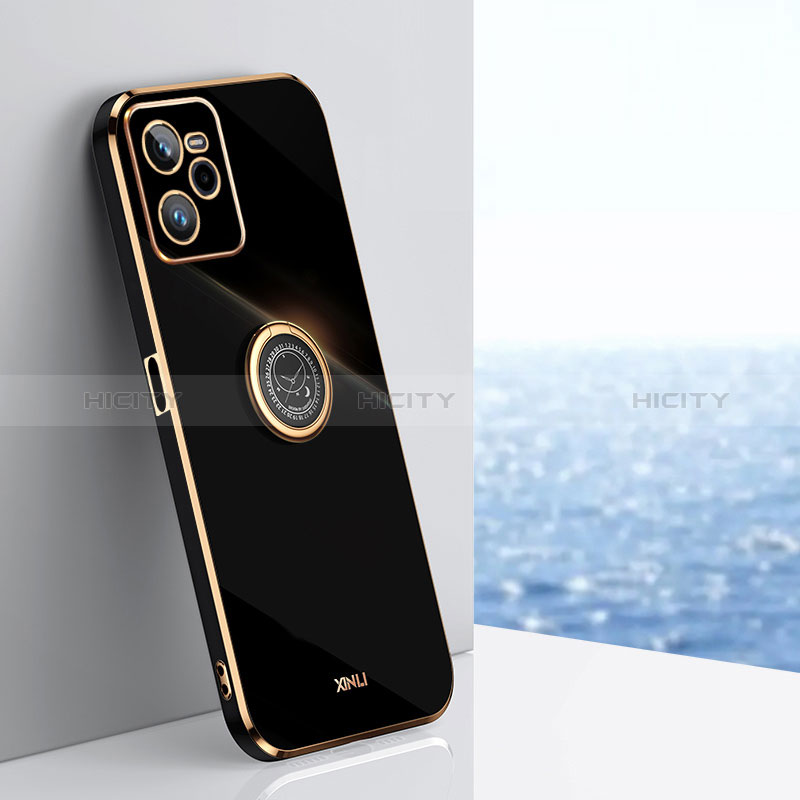 Realme Narzo 50A Prime用極薄ソフトケース シリコンケース 耐衝撃 全面保護 アンド指輪 マグネット式 バンパー XL1 Realme ブラック