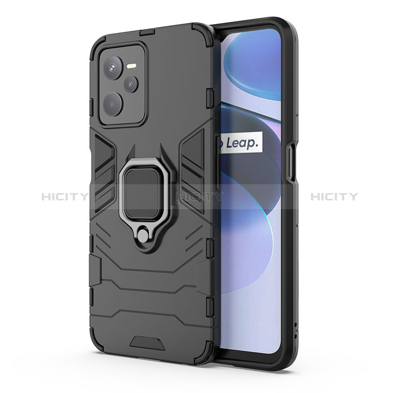 Realme Narzo 50A Prime用ハイブリットバンパーケース プラスチック アンド指輪 マグネット式 KC1 Realme ブラック