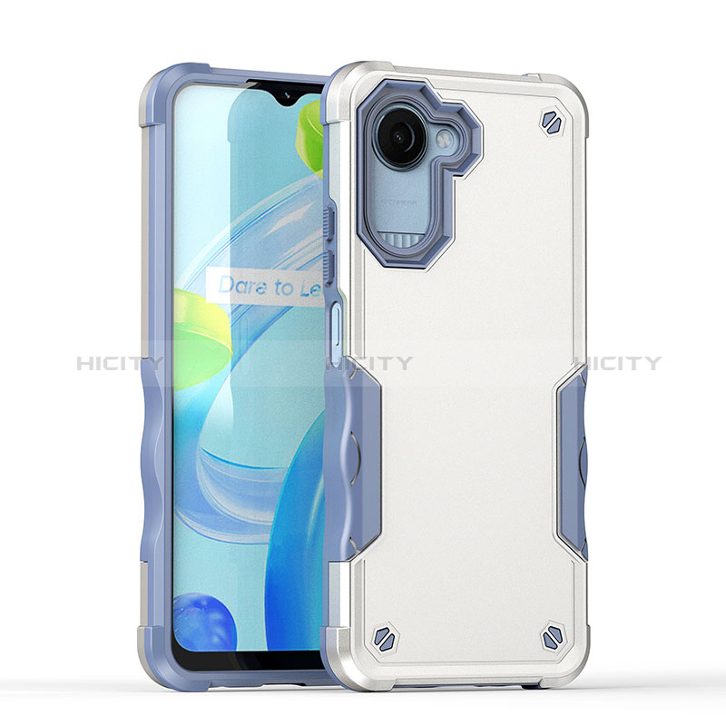 Realme Narzo 50i Prime用ハイブリットバンパーケース プラスチック 兼シリコーン カバー QW1 Realme ホワイト