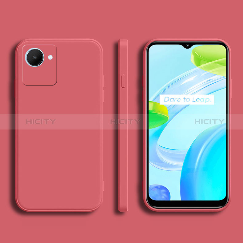 Realme Narzo 50i Prime用360度 フルカバー極薄ソフトケース シリコンケース 耐衝撃 全面保護 バンパー Realme レッド