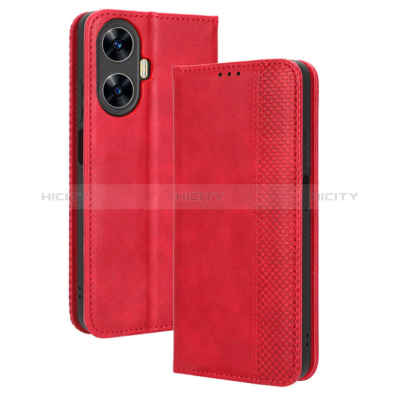 Realme Narzo N55用手帳型 レザーケース スタンド カバー BY4 Realme レッド