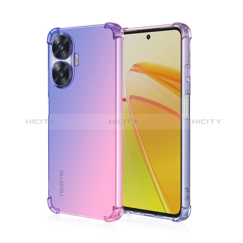 Realme Narzo N55用極薄ソフトケース グラデーション 勾配色 クリア透明 Realme ネイビー