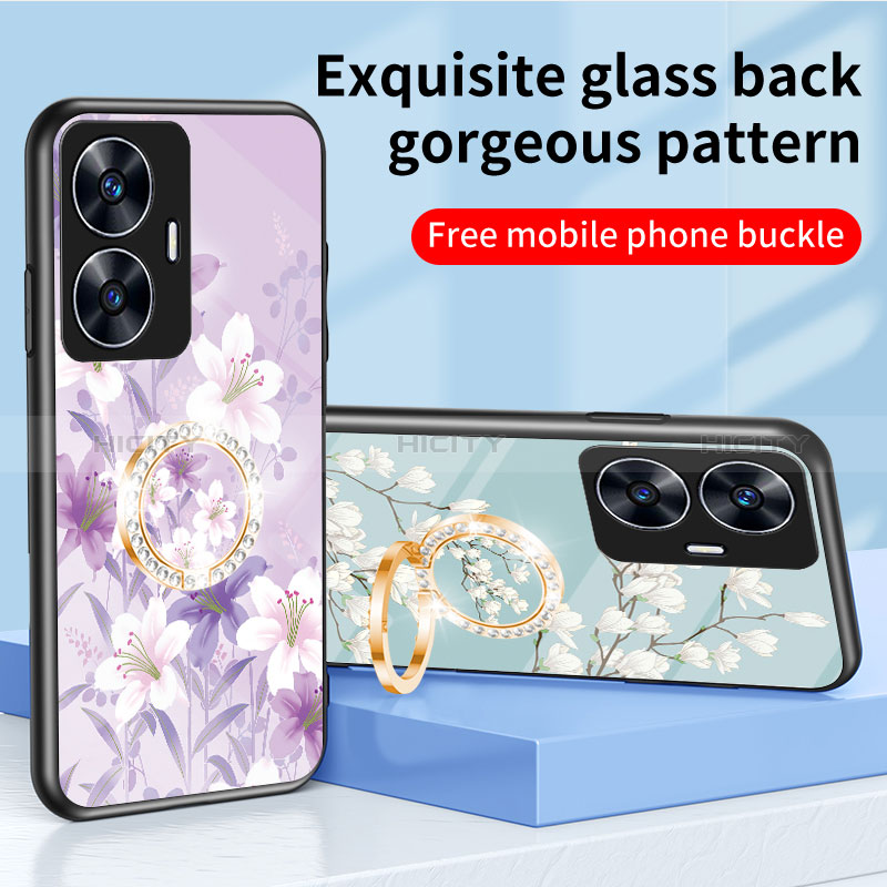 Realme Narzo N55用ハイブリットバンパーケース プラスチック 鏡面 花 カバー S01 Realme 