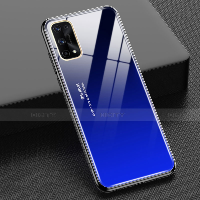 Realme Q2 Pro 5G用ハイブリットバンパーケース プラスチック 鏡面 虹 グラデーション 勾配色 カバー Realme 