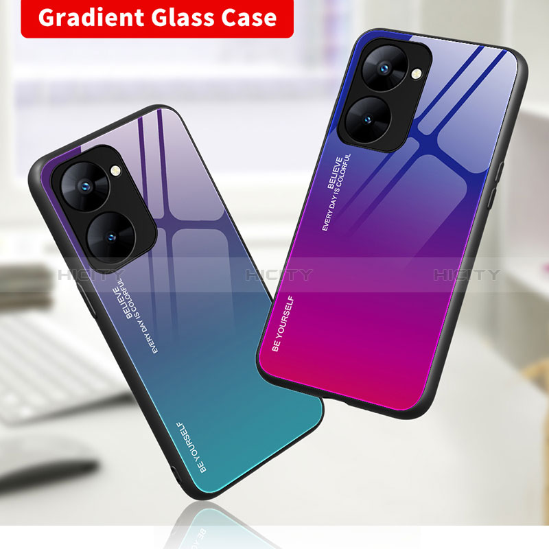 Realme Q5x 5G用ハイブリットバンパーケース プラスチック 鏡面 虹 グラデーション 勾配色 カバー JM2 Realme 