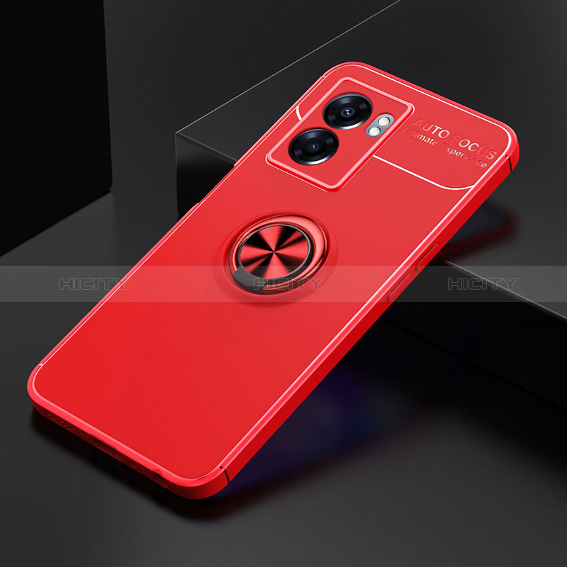 Realme V23 5G用極薄ソフトケース シリコンケース 耐衝撃 全面保護 アンド指輪 マグネット式 バンパー JM2 Realme レッド