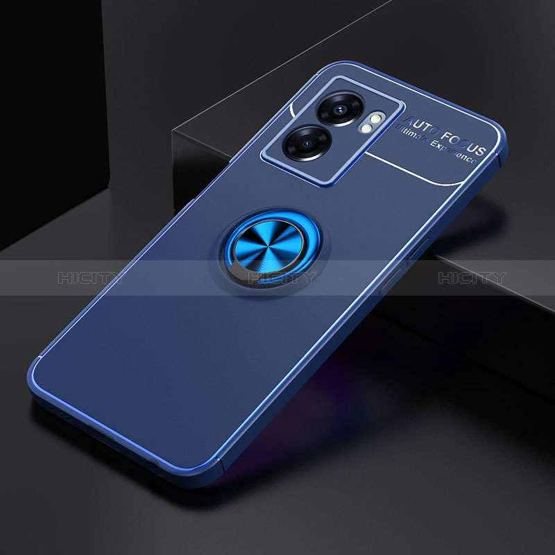 Realme V23 5G用極薄ソフトケース シリコンケース 耐衝撃 全面保護 アンド指輪 マグネット式 バンパー JM2 Realme ネイビー