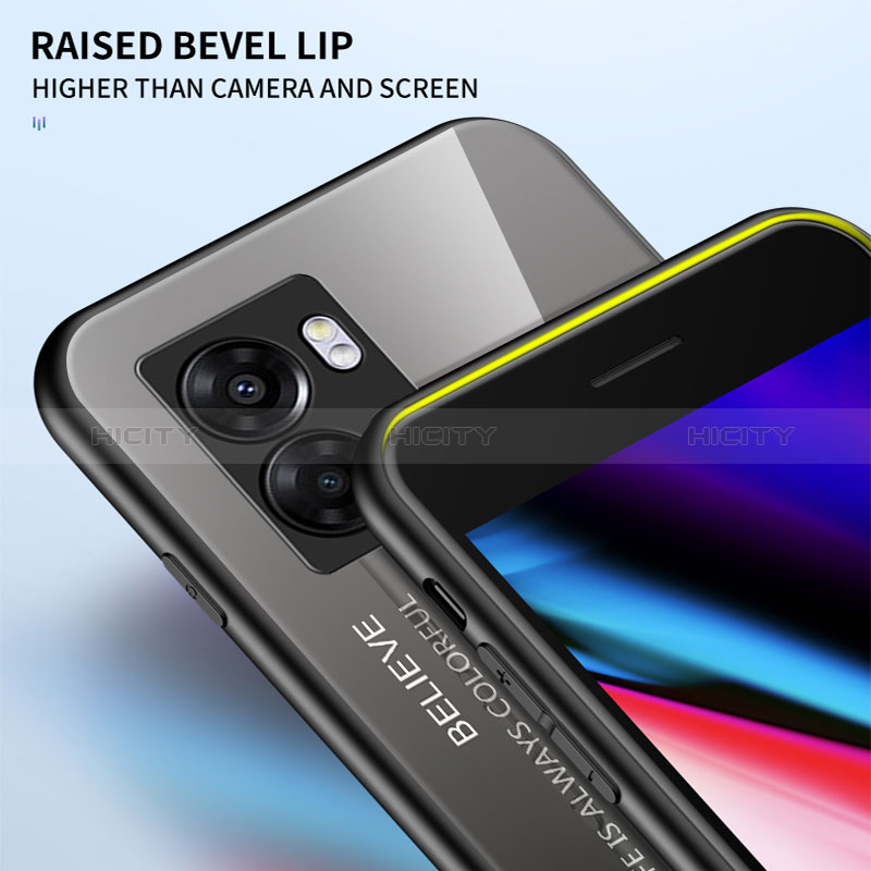 Realme V23 5G用ハイブリットバンパーケース プラスチック 鏡面 虹 グラデーション 勾配色 カバー LS1 Realme 