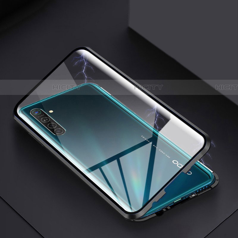 Realme X2用ケース 高級感 手触り良い アルミメタル 製の金属製 360度 フルカバーバンパー 鏡面 カバー Realme ブラック