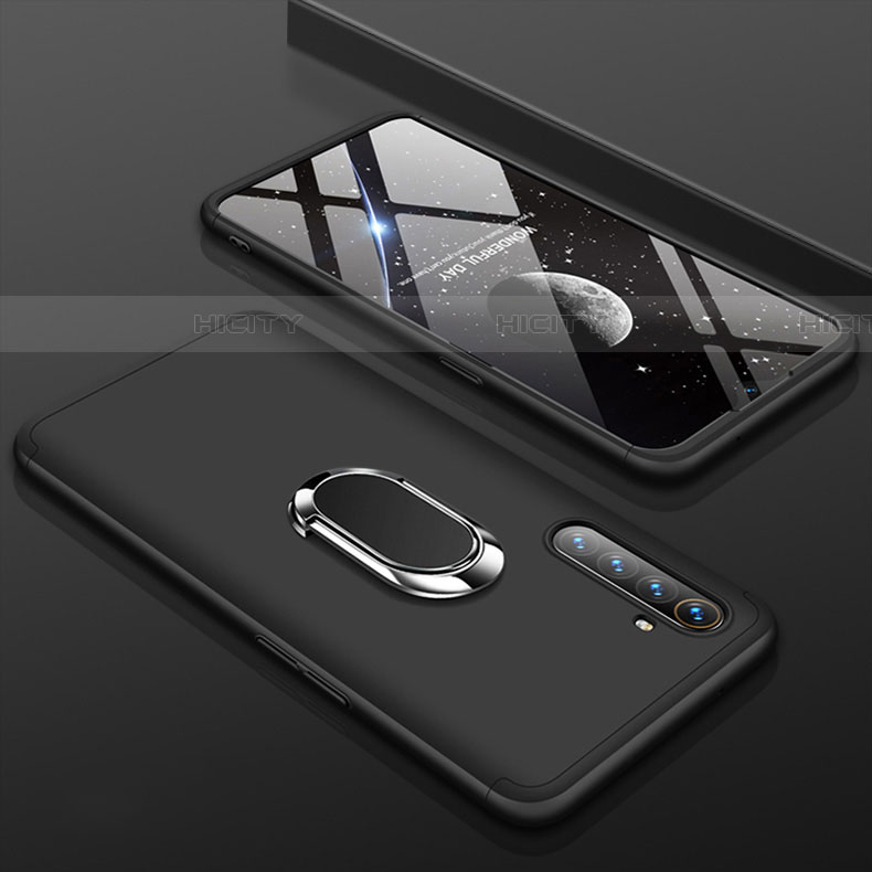Realme X2用ハードケース プラスチック 質感もマット 前面と背面 360度 フルカバー アンド指輪 R01 Realme ブラック