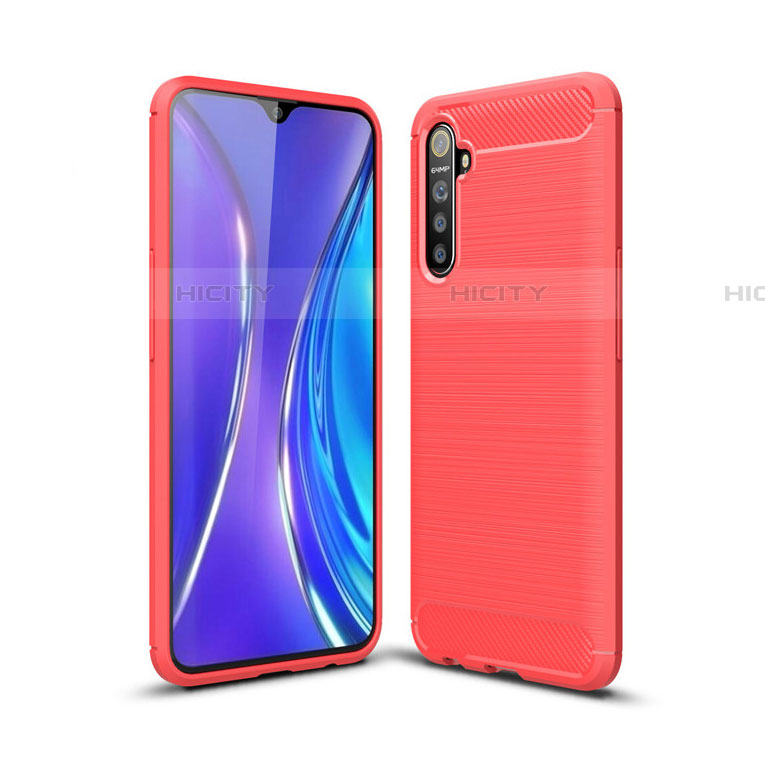 Realme X2用シリコンケース ソフトタッチラバー ライン カバー S01 Realme レッド