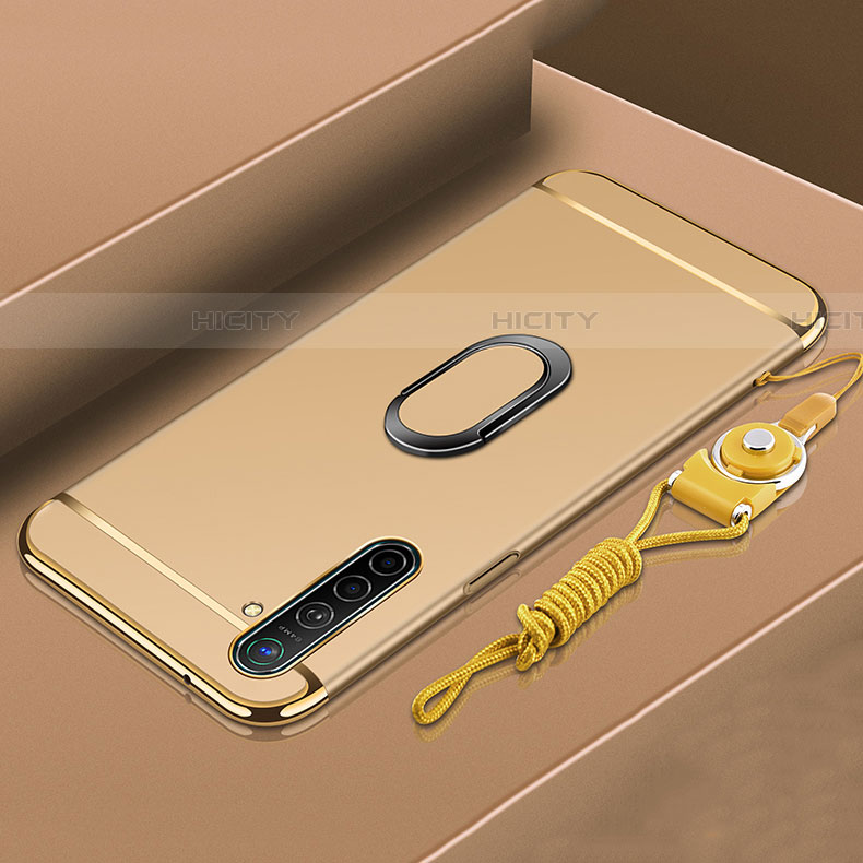 Realme X2用ケース 高級感 手触り良い メタル兼プラスチック バンパー アンド指輪 A01 Realme ゴールド