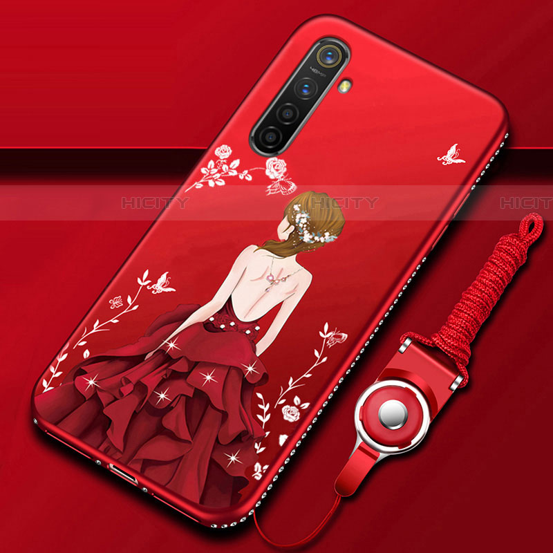 Realme X2用シリコンケース ソフトタッチラバー バタフライ ドレスガール ドレス少女 カバー Realme 