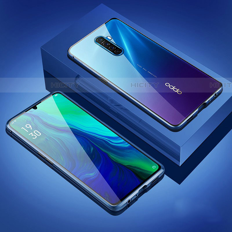 Realme X2 Pro用ケース 高級感 手触り良い アルミメタル 製の金属製 360度 フルカバーバンパー 鏡面 カバー M05 Realme ネイビー