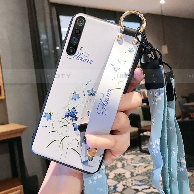 Realme X50 5G用シリコンケース ソフトタッチラバー 花 カバー S02 Realme ホワイト