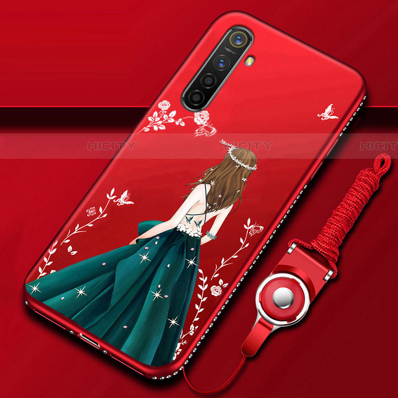 Realme XT用シリコンケース ソフトタッチラバー バタフライ ドレスガール ドレス少女 カバー Realme マルチカラー