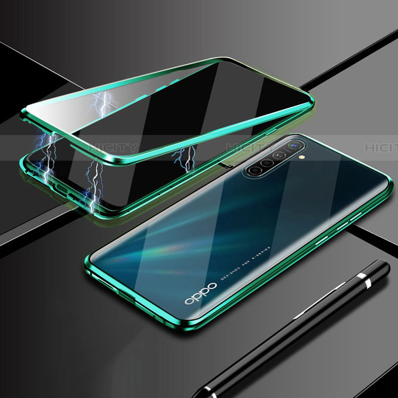 Realme XT用ケース 高級感 手触り良い アルミメタル 製の金属製 360度 フルカバーバンパー 鏡面 カバー M02 Realme グリーン