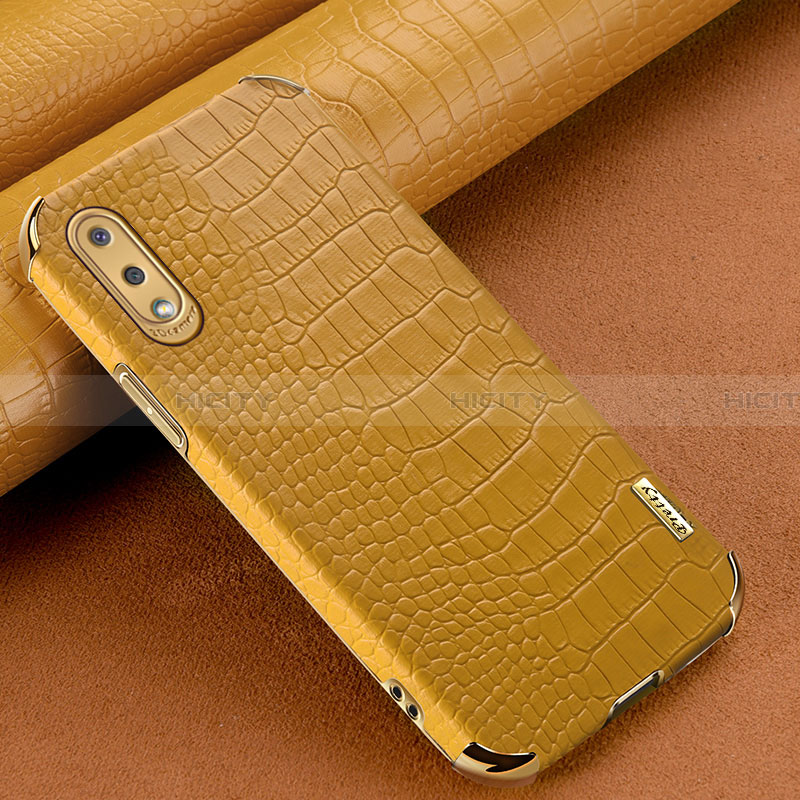 Samsung Galaxy A02用ケース 高級感 手触り良いレザー柄 サムスン イエロー