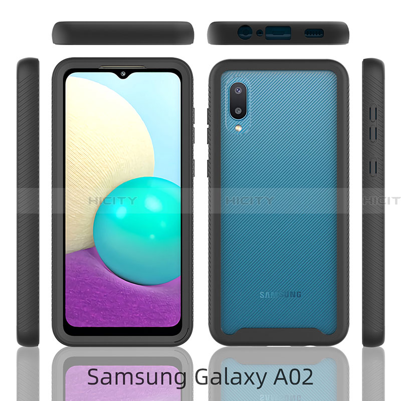 Samsung Galaxy A02用ハイブリットバンパーケース プラスチック 兼シリコーン カバー 前面と背面 360度 フル U01 サムスン 