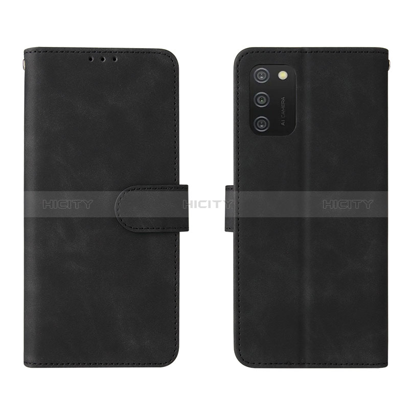 Samsung Galaxy A02s用手帳型 レザーケース スタンド カバー L01Z サムスン ブラック