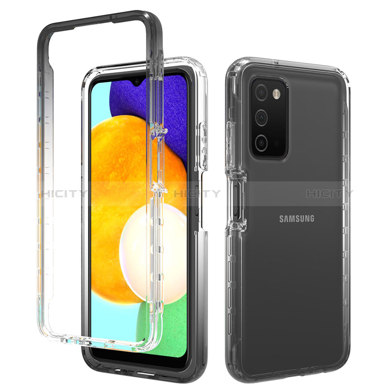 Samsung Galaxy A02s用前面と背面 360度 フルカバー 極薄ソフトケース シリコンケース 耐衝撃 全面保護 バンパー 勾配色 透明 サムスン 