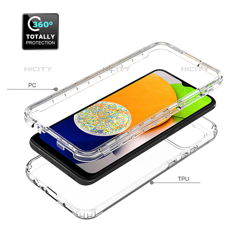 Samsung Galaxy A03用前面と背面 360度 フルカバー 極薄ソフトケース シリコンケース 耐衝撃 全面保護 バンパー 勾配色 透明 サムスン 