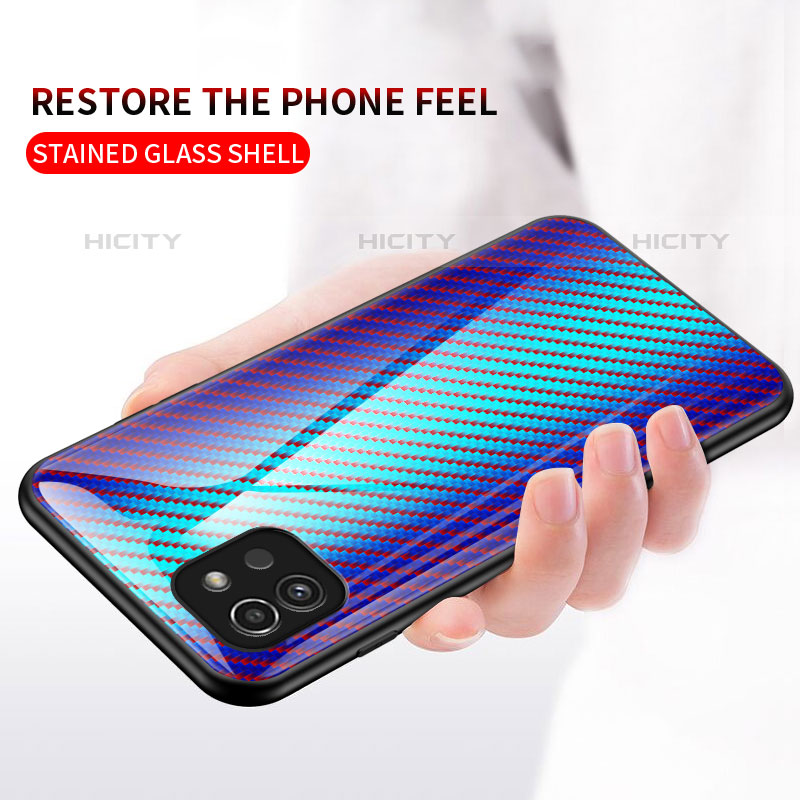 Samsung Galaxy A03用ハイブリットバンパーケース プラスチック 鏡面 虹 グラデーション 勾配色 カバー LS2 サムスン 