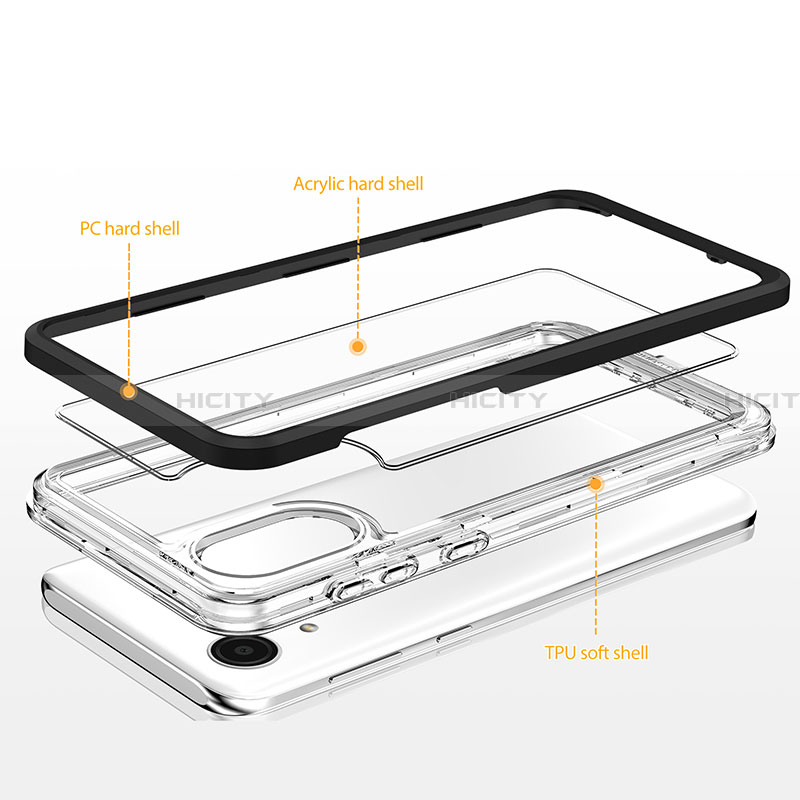 Samsung Galaxy A03 Core用ハイブリットバンパーケース クリア透明 プラスチック 鏡面 カバー MQ1 サムスン 
