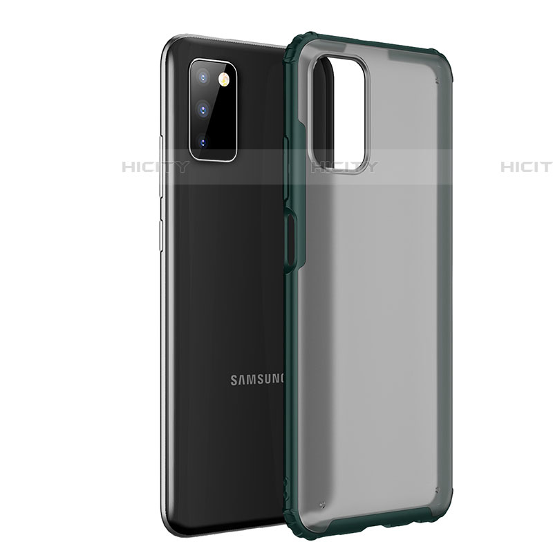 Samsung Galaxy A03s用ハイブリットバンパーケース クリア透明 プラスチック カバー サムスン グリーン