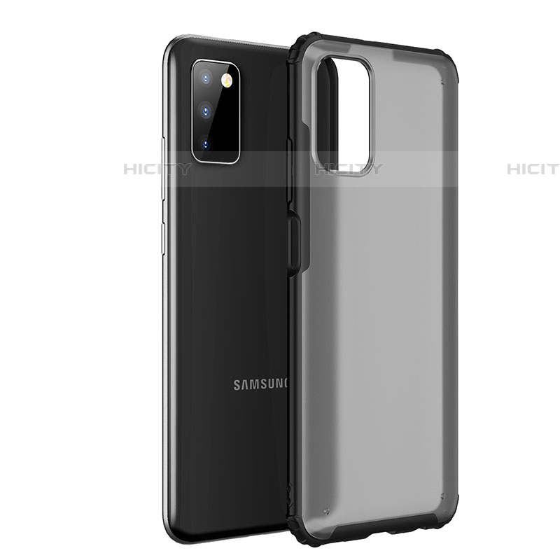 Samsung Galaxy A03s用ハイブリットバンパーケース クリア透明 プラスチック カバー サムスン ブラック