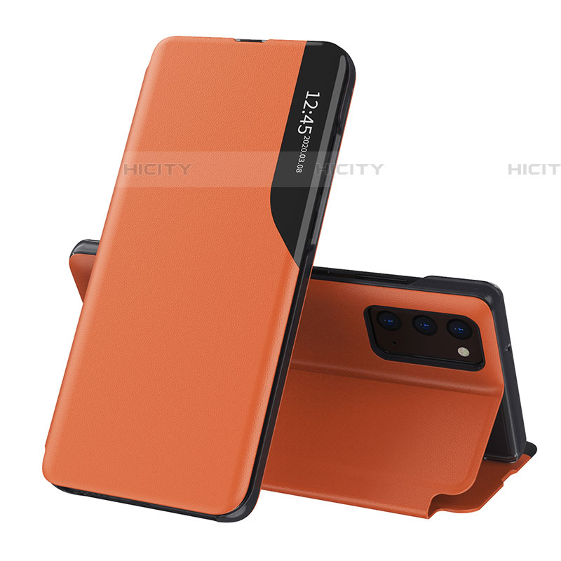 Samsung Galaxy A03s用手帳型 レザーケース スタンド カバー QH1 サムスン オレンジ