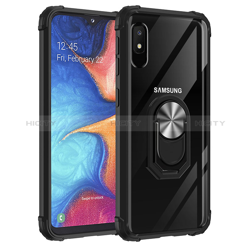 Samsung Galaxy A10e用ハイブリットバンパーケース プラスチック アンド指輪 マグネット式 MQ2 サムスン シルバー・ブラック