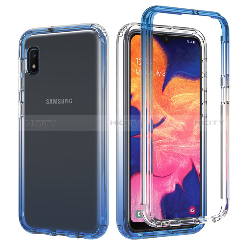 Samsung Galaxy A10e用前面と背面 360度 フルカバー 極薄ソフトケース シリコンケース 耐衝撃 全面保護 バンパー 勾配色 透明 サムスン 