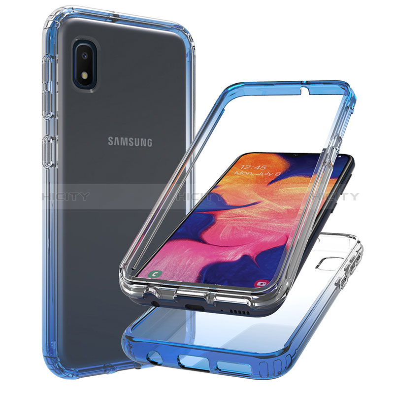Samsung Galaxy A10e用前面と背面 360度 フルカバー 極薄ソフトケース シリコンケース 耐衝撃 全面保護 バンパー 勾配色 透明 サムスン 