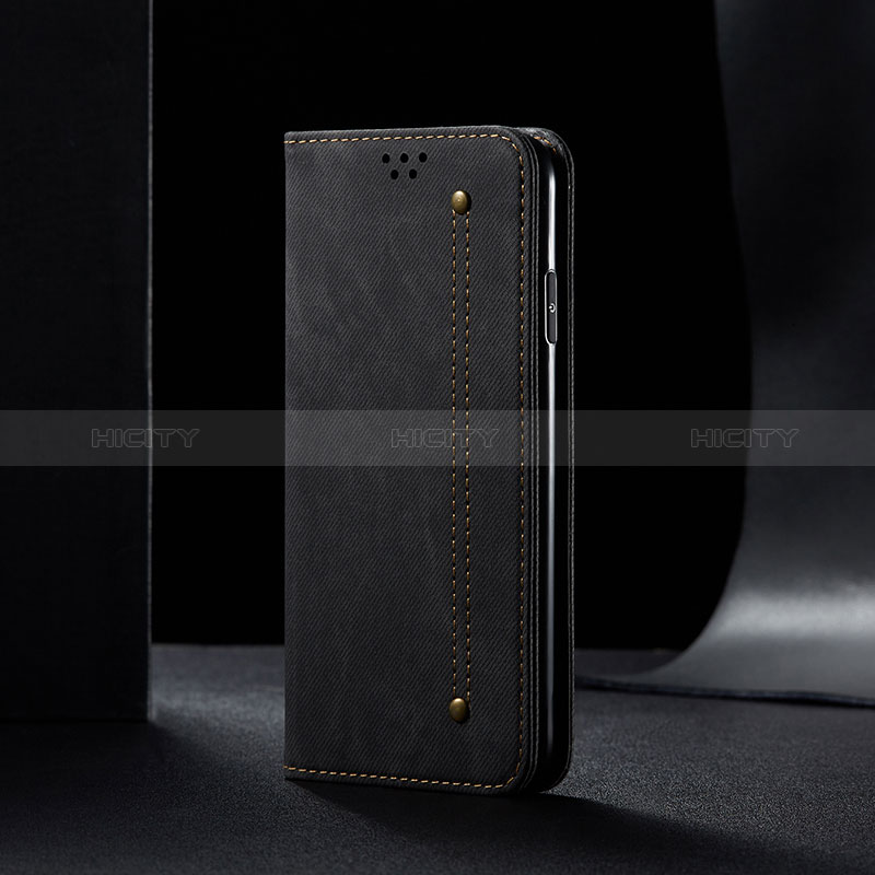 Samsung Galaxy A10s用手帳型 布 スタンド B01S サムスン ブラック