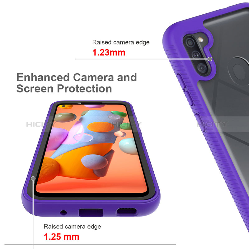 Samsung Galaxy A11用360度 フルカバー ハイブリットバンパーケース クリア透明 プラスチック カバー ZJ1 サムスン 