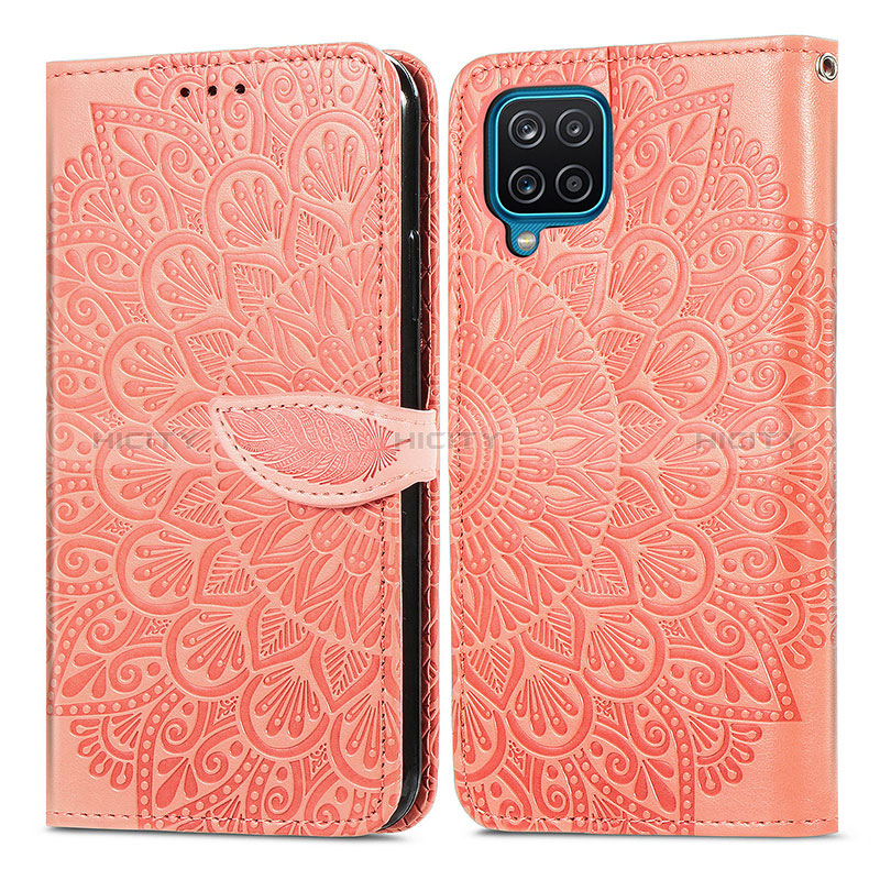 Samsung Galaxy A12 5G用手帳型 レザーケース スタンド パターン カバー S04D サムスン オレンジ